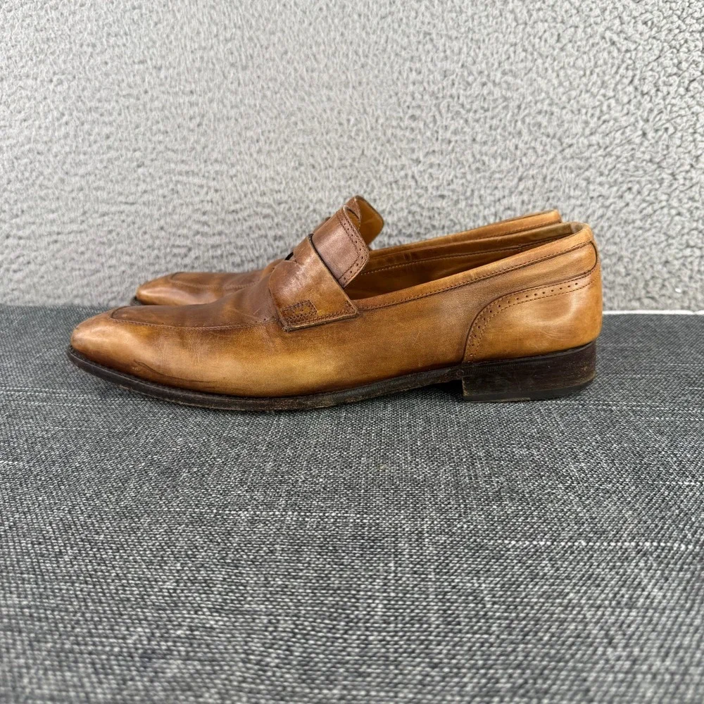 Silvano Sassetti Penny Loafers Mens 11.5 Tan Leather Goodyear Welt Italy 7595